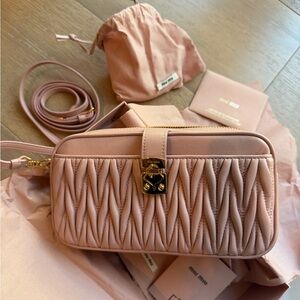 Miu Miu Blush Pink Matelassé Crossbody Bag